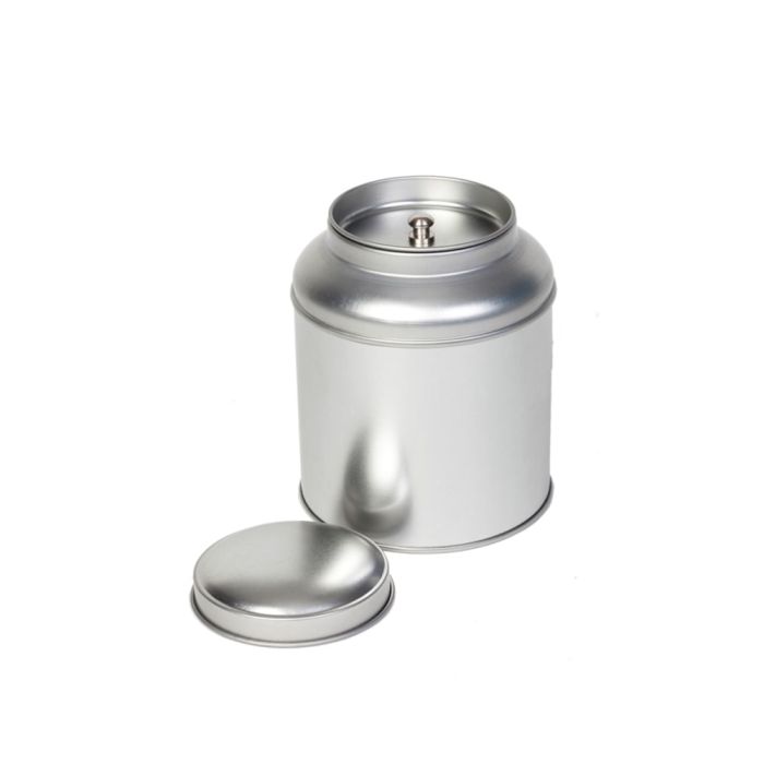 Blik met koepeldeksel - zilver
