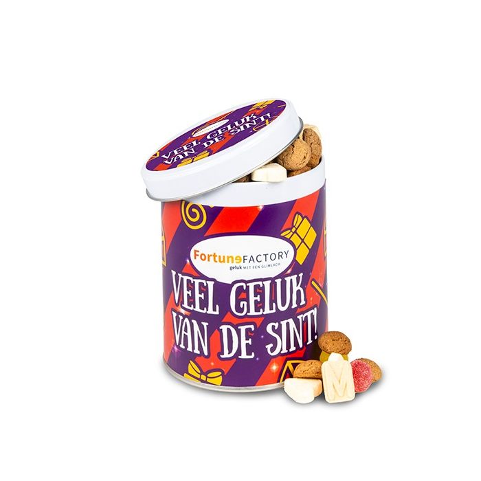 Blik met 350 gram strooigoed of kruidnoten