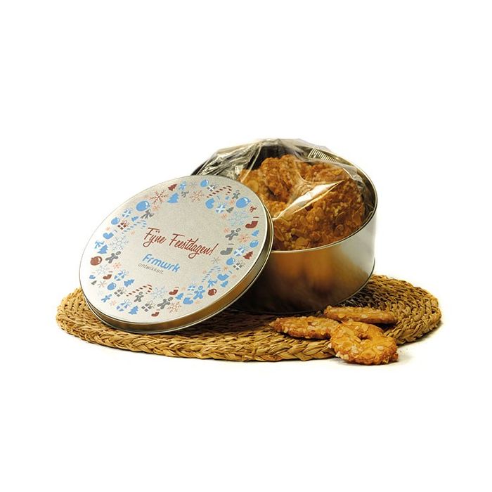 Geschenkblik met kerstkransjes