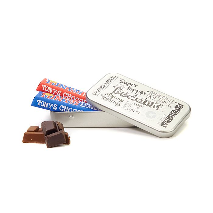 Tony's Chocolonely in geschenkblik