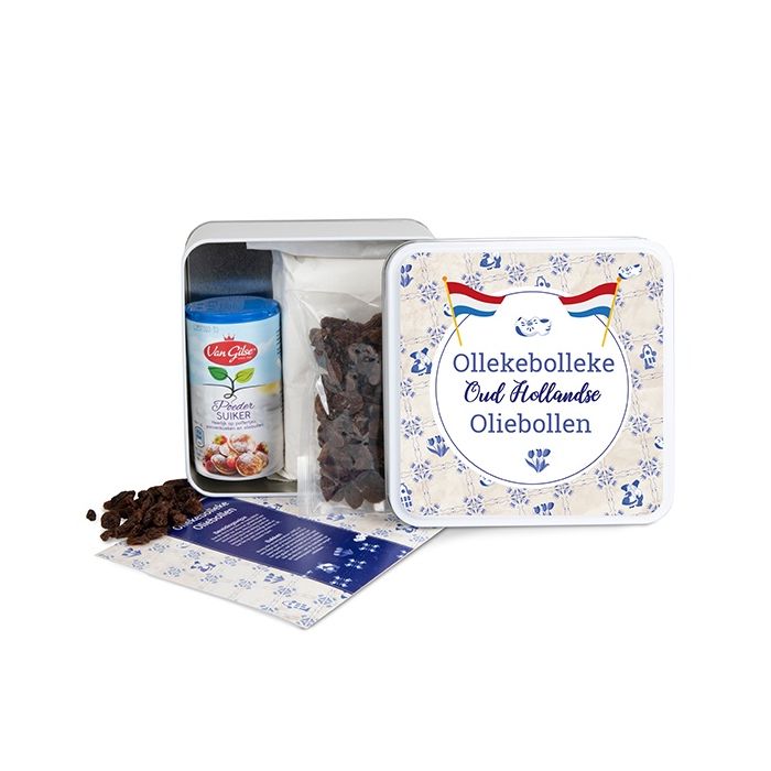 Oliebollen pakket in blik bedrukt
