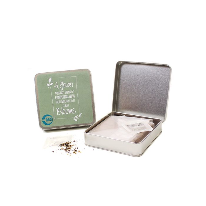 Eetbare bloemen kweekreep in blik