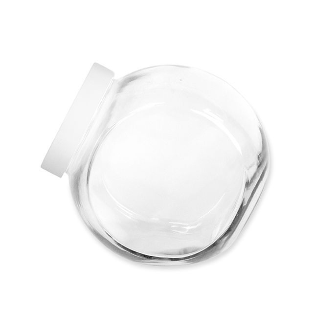 Glazen snoeppot 2 liter met witte deksel