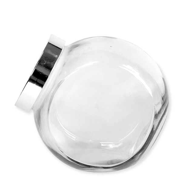 Glazen snoeppot 2 liter met zilveren deksel