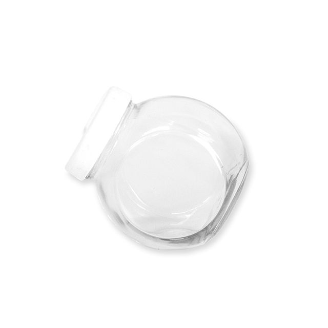 Glazen snoeppot 0,4 liter met witte deksel