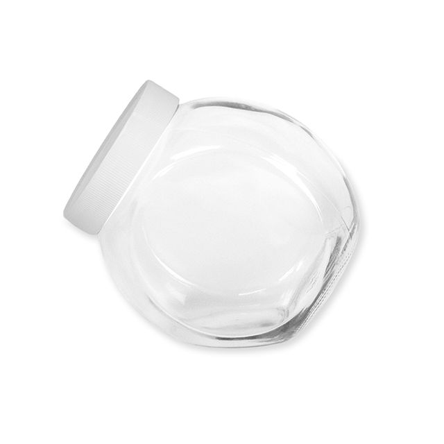 Glazen snoeppot 0,9 liter met witte deksel