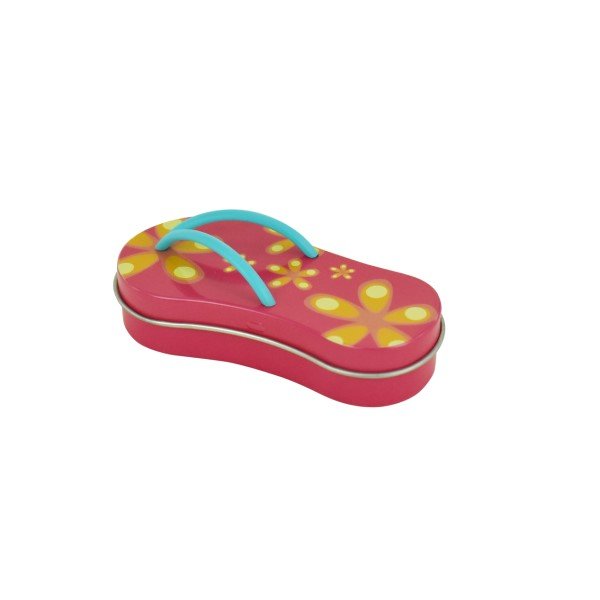 Slipper blik - Klein - Roze bloem