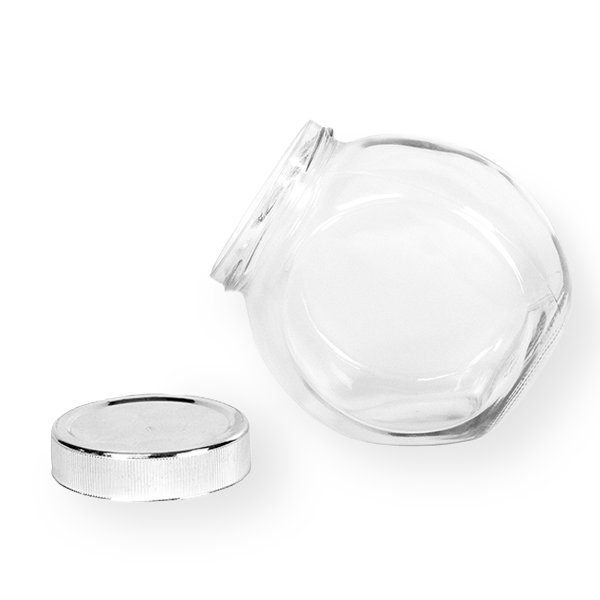 Glazen pot 0,9 liter zilver- foto 2
