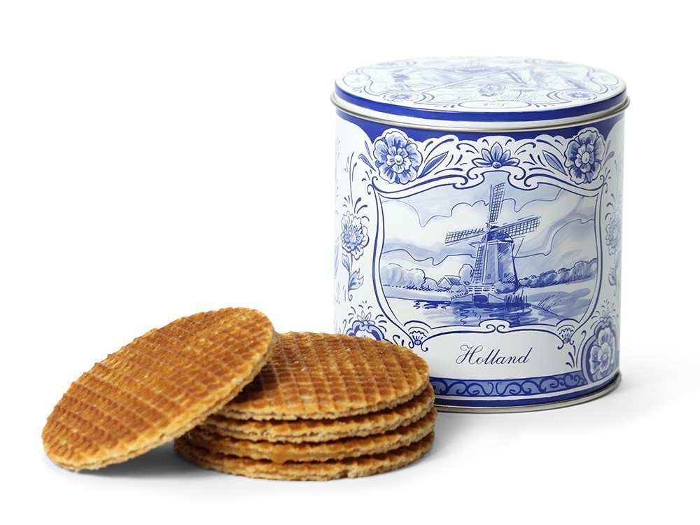 All-over bedrukt stroopwafelblikken
