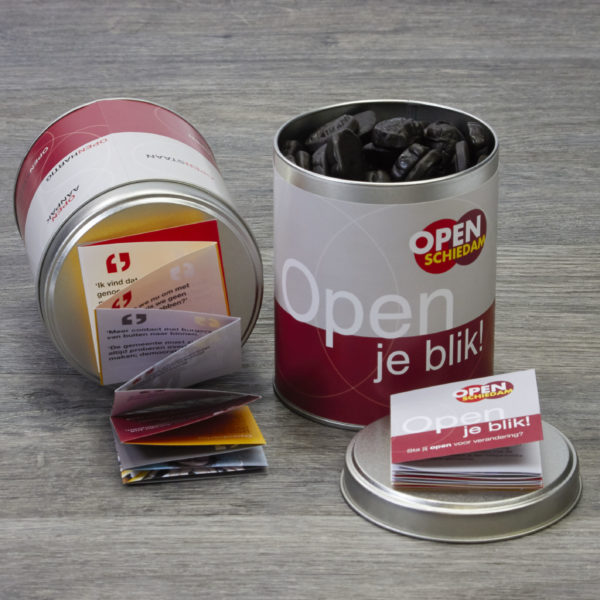 Blik voor Open Schiedam met opklapkaartje